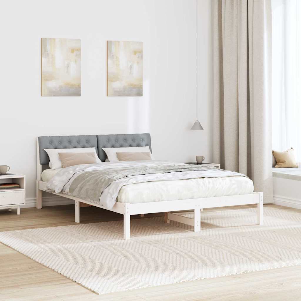 Okvir kreveta s uzglavljem Bijela i svijetlosiva 160 x 200 cm