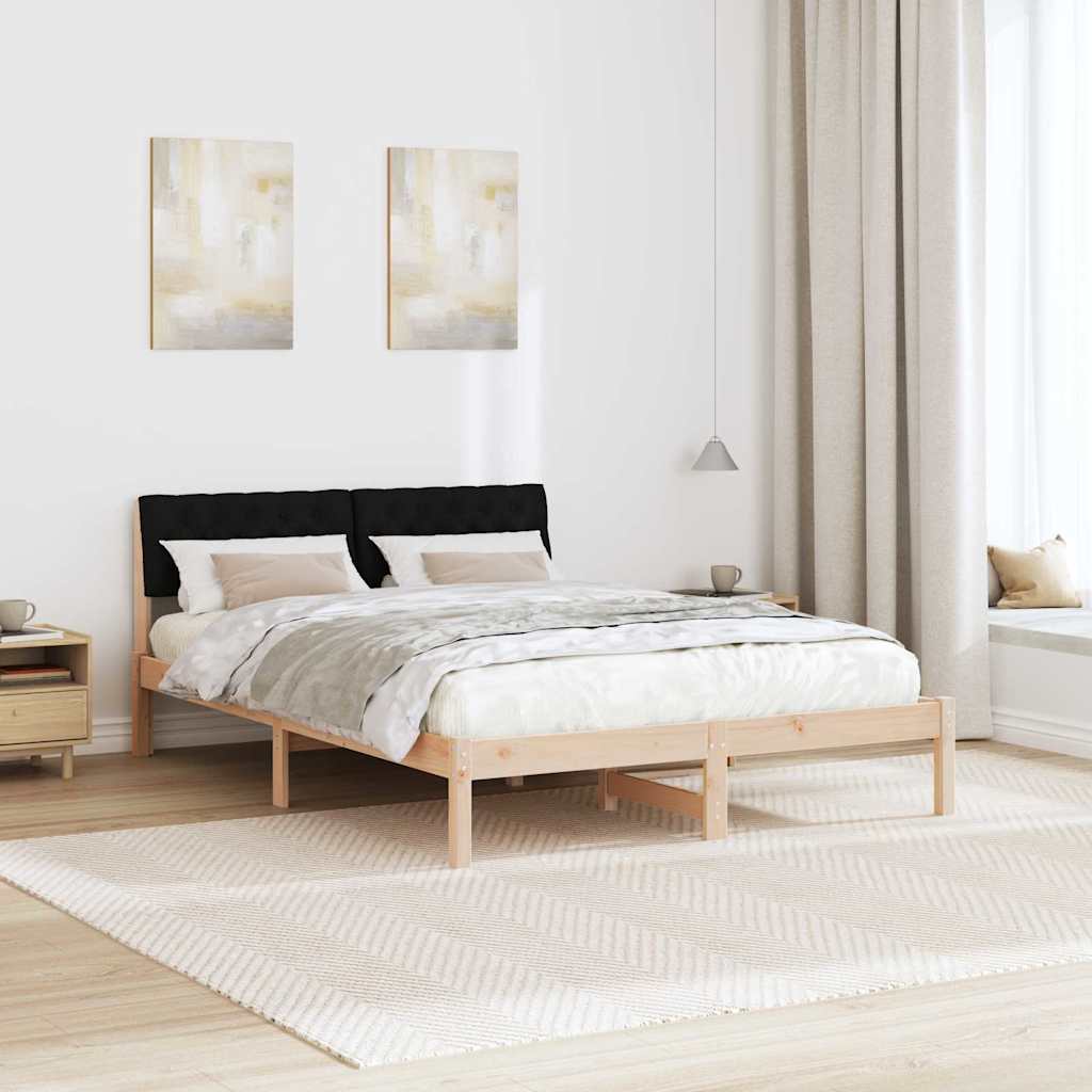 Okvir kreveta Smeđa i crna 150 x 200 cm Masivna borovina