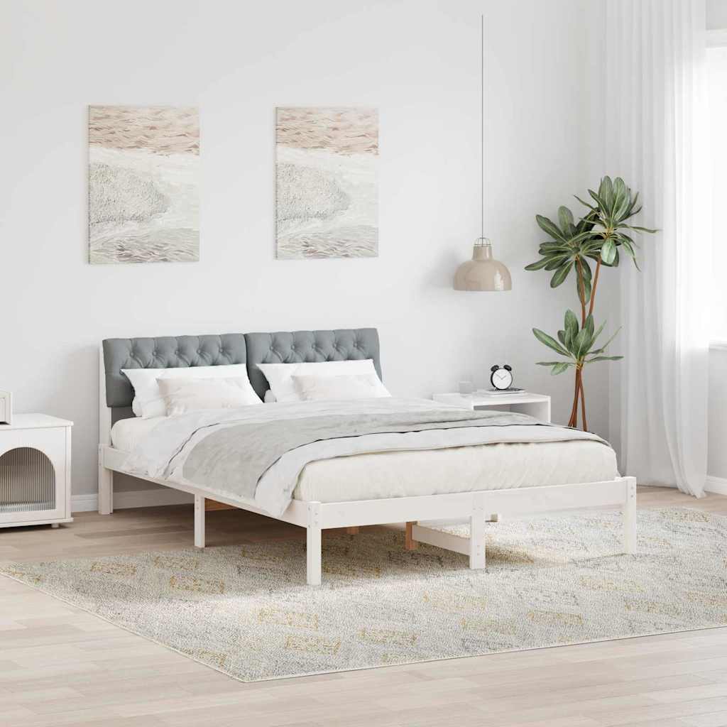 Okvir kreveta s uzglavljem Bijela i svijetlosiva 150 x 200 cm