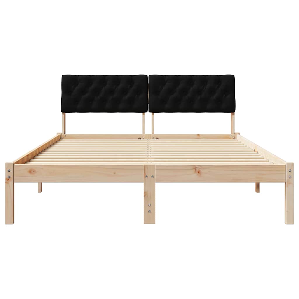 Okvir kreveta Smeđa i crna 140 x 200 cm Masivna borovina