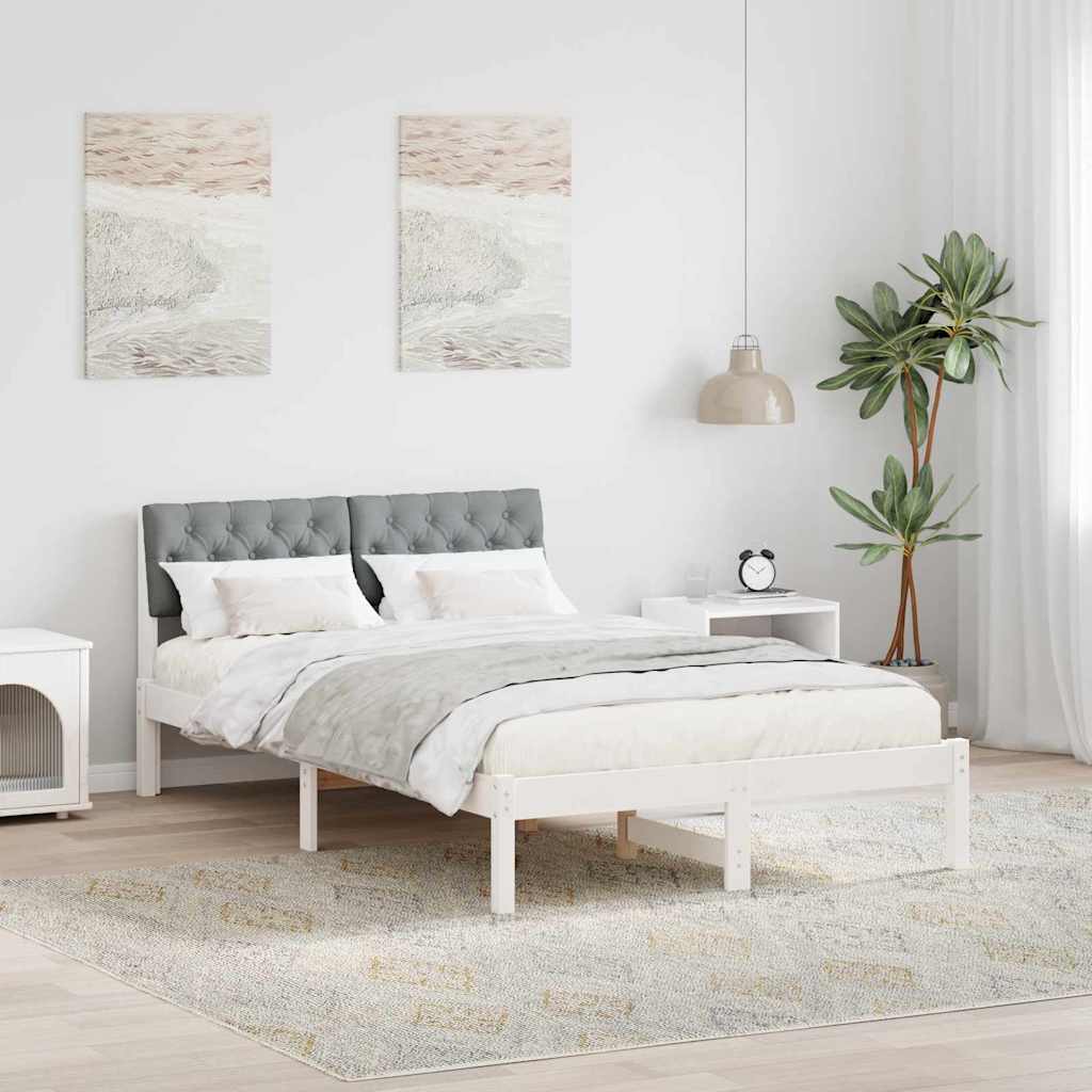 Okvir kreveta s uzglavljem Bijela i svijetlosiva 120 x 200 cm