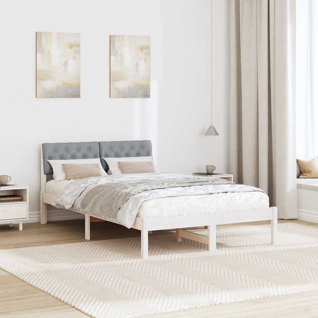 Okvir kreveta s uzglavljem Bijela i svijetlosiva 120 x 200 cm