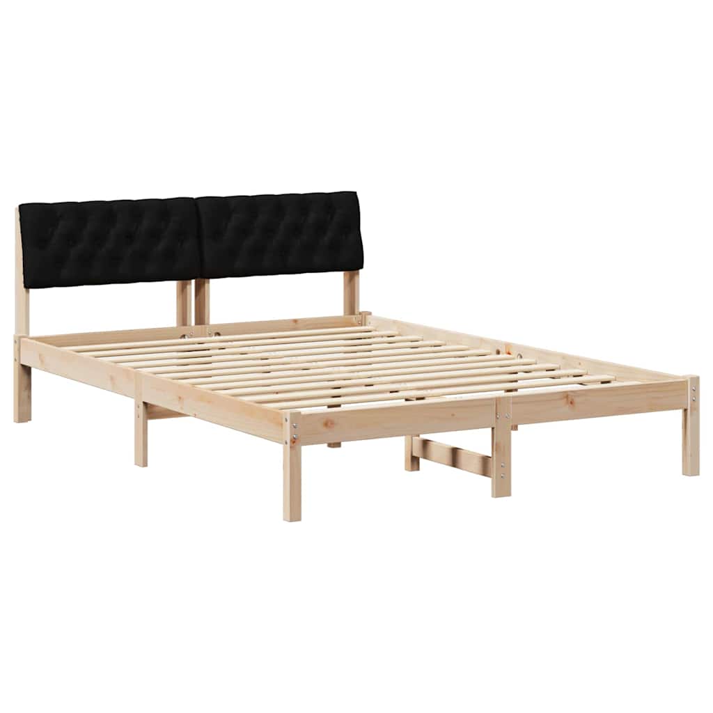 Okvir kreveta Smeđa i crna 135 x 190 cm Masivna borovina