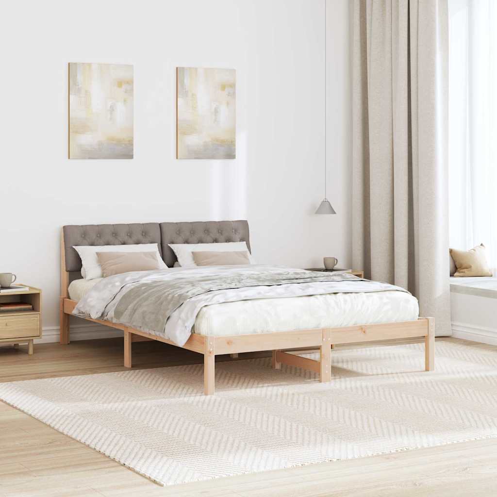 Okvir kreveta Smeđa i taupe 135 x 190 cm Masivna borovina