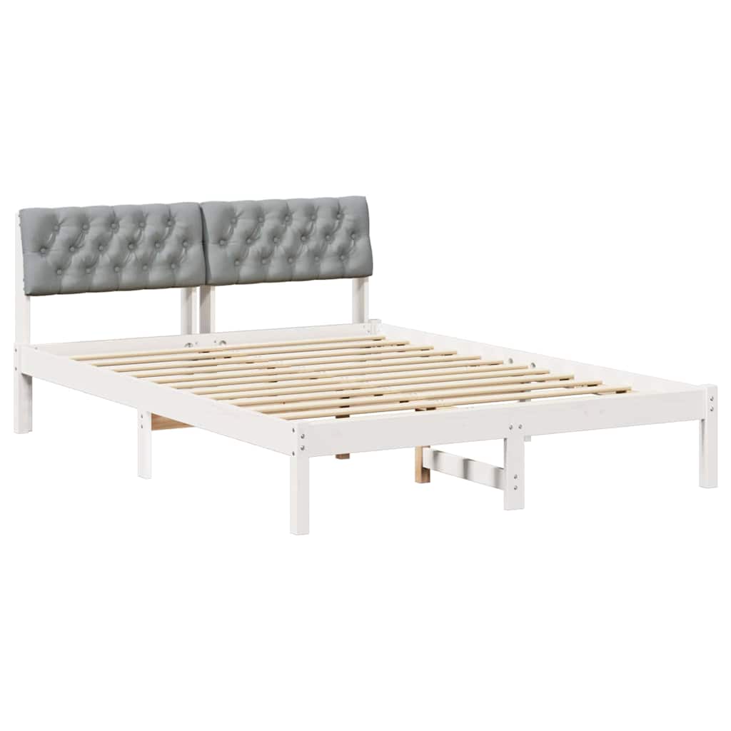 Okvir kreveta s uzglavljem Bijela i svijetlosiva 135 x 190 cm
