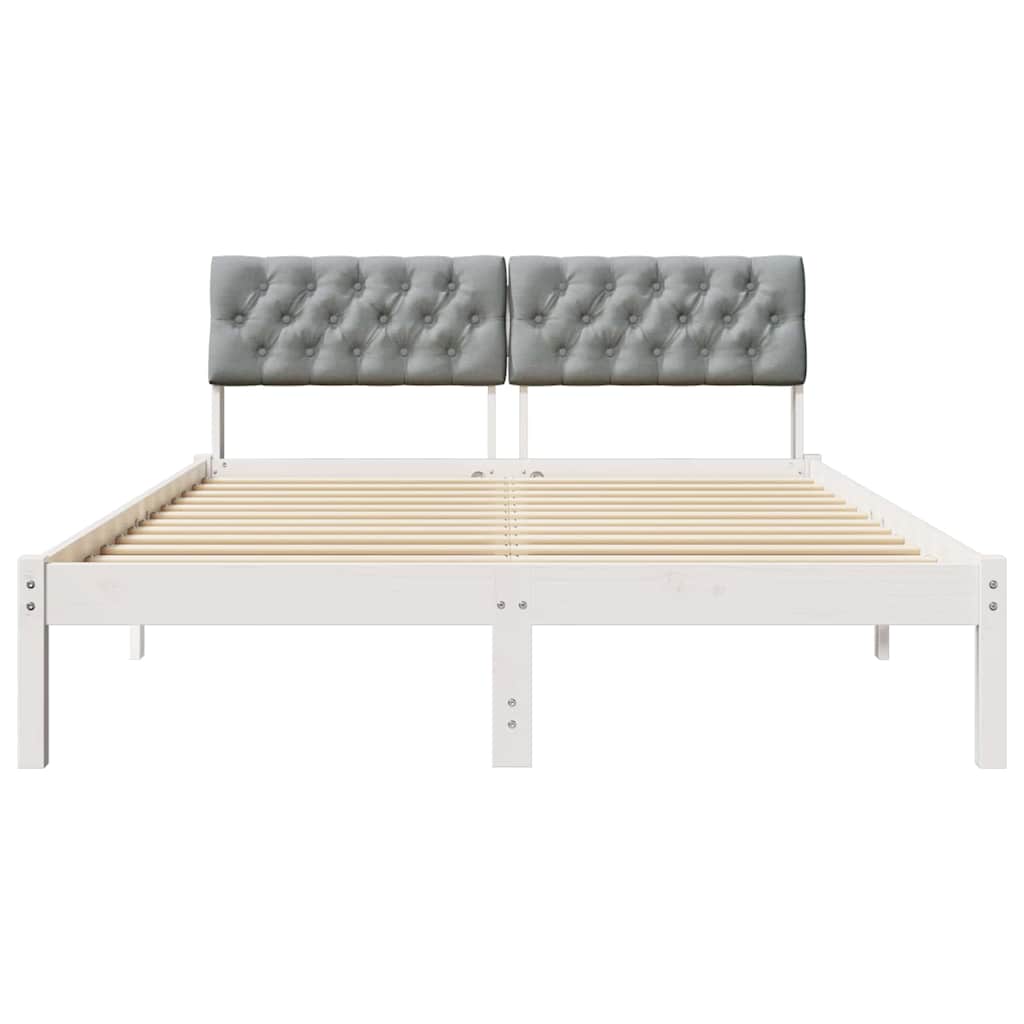 Okvir kreveta s uzglavljem Bijela i svijetlosiva 135 x 190 cm