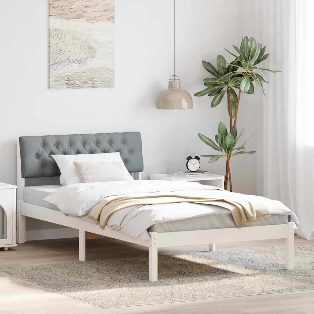 Okvir kreveta s uzglavljem Bijela i svijetlosiva 100 x 200 cm