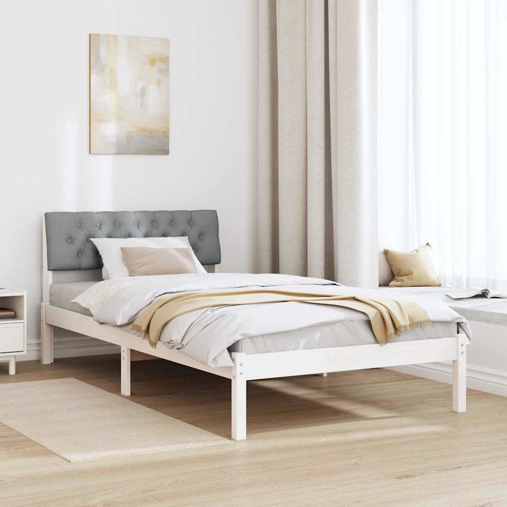 Okvir kreveta s uzglavljem Bijela i svijetlosiva 100 x 200 cm