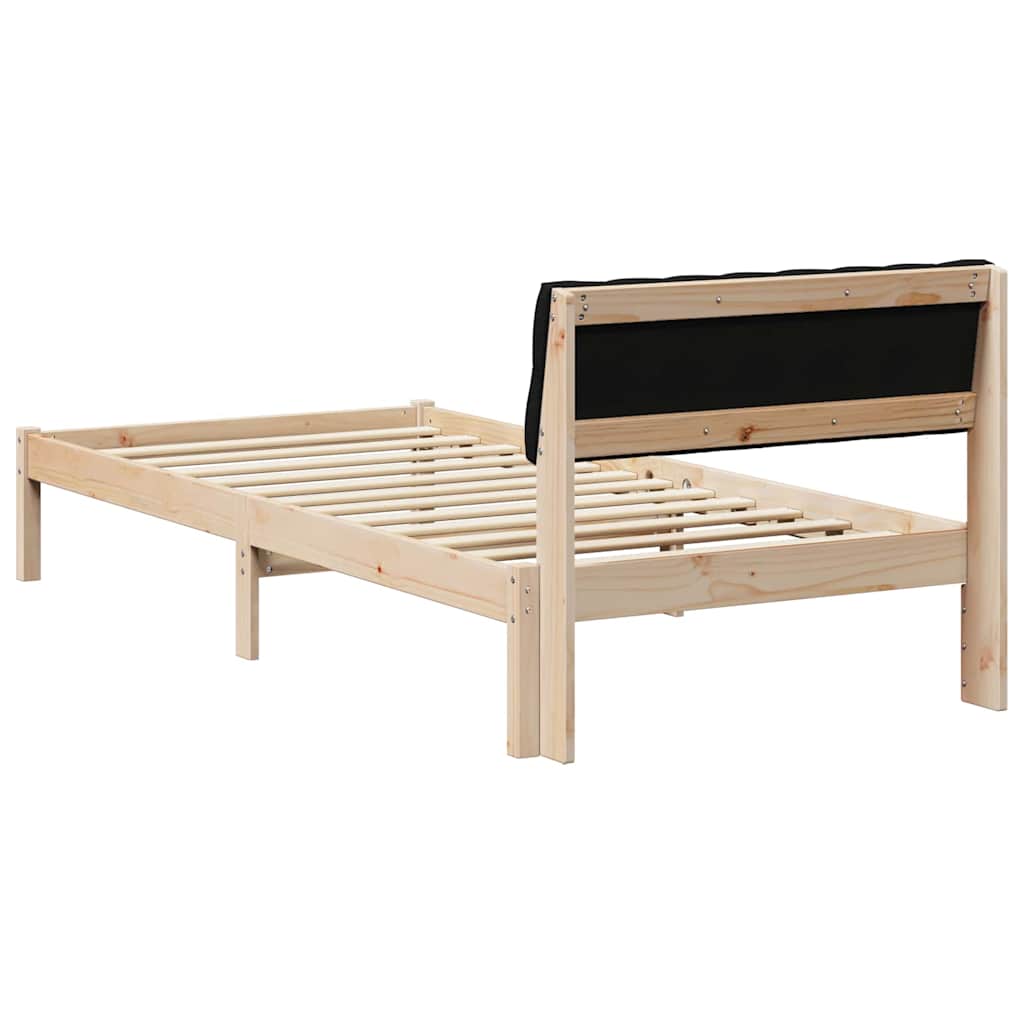 Okvir kreveta Smeđa i crna 90 x 200 cm Masivna borovina