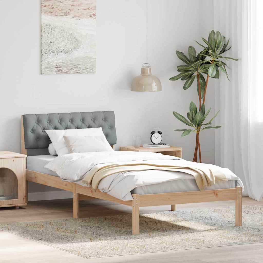 Okvir kreveta s uzglavljem Smeđa i svijetlo siva 90 x 190 cm
