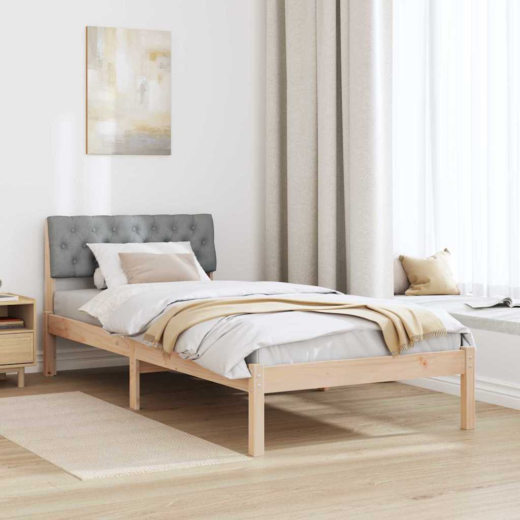 Okvir kreveta s uzglavljem Smeđa i svijetlo siva 90 x 190 cm