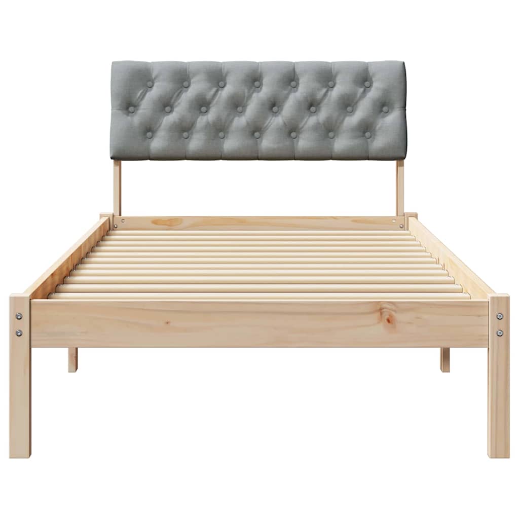 Okvir kreveta s uzglavljem Smeđa i svijetlo siva 90 x 190 cm
