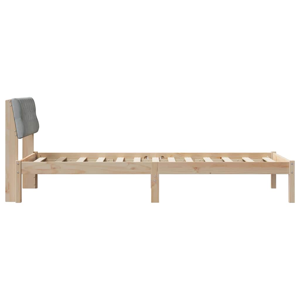 Okvir kreveta s uzglavljem Smeđa i svijetlo siva 90 x 190 cm