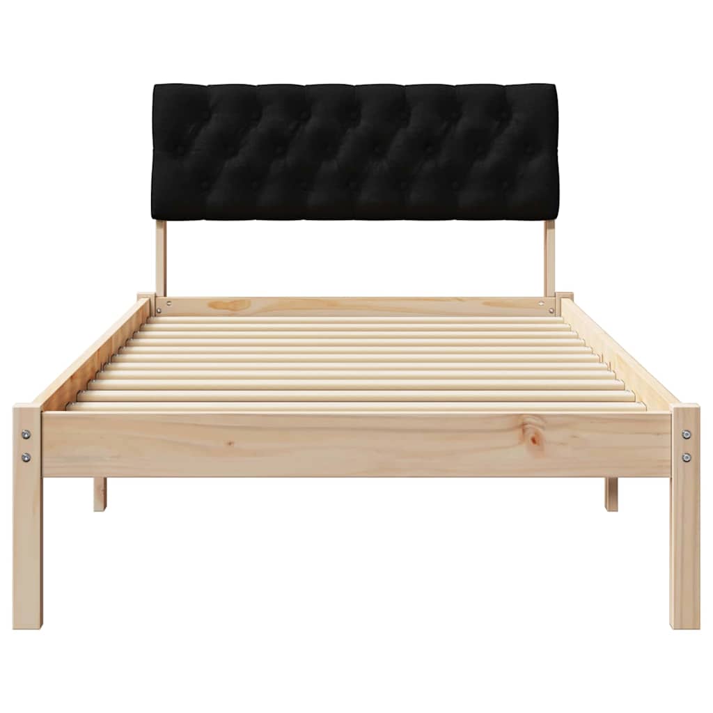 Okvir kreveta Smeđa i crna 90 x 190 cm Masivna borovina