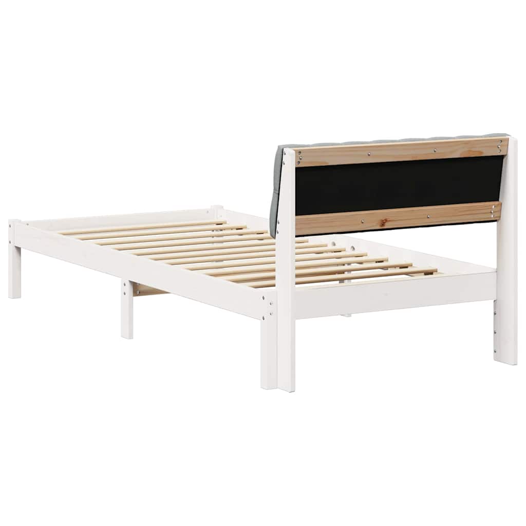 Okvir kreveta s uzglavljem Bijela i svijetlosiva 90 x 190 cm