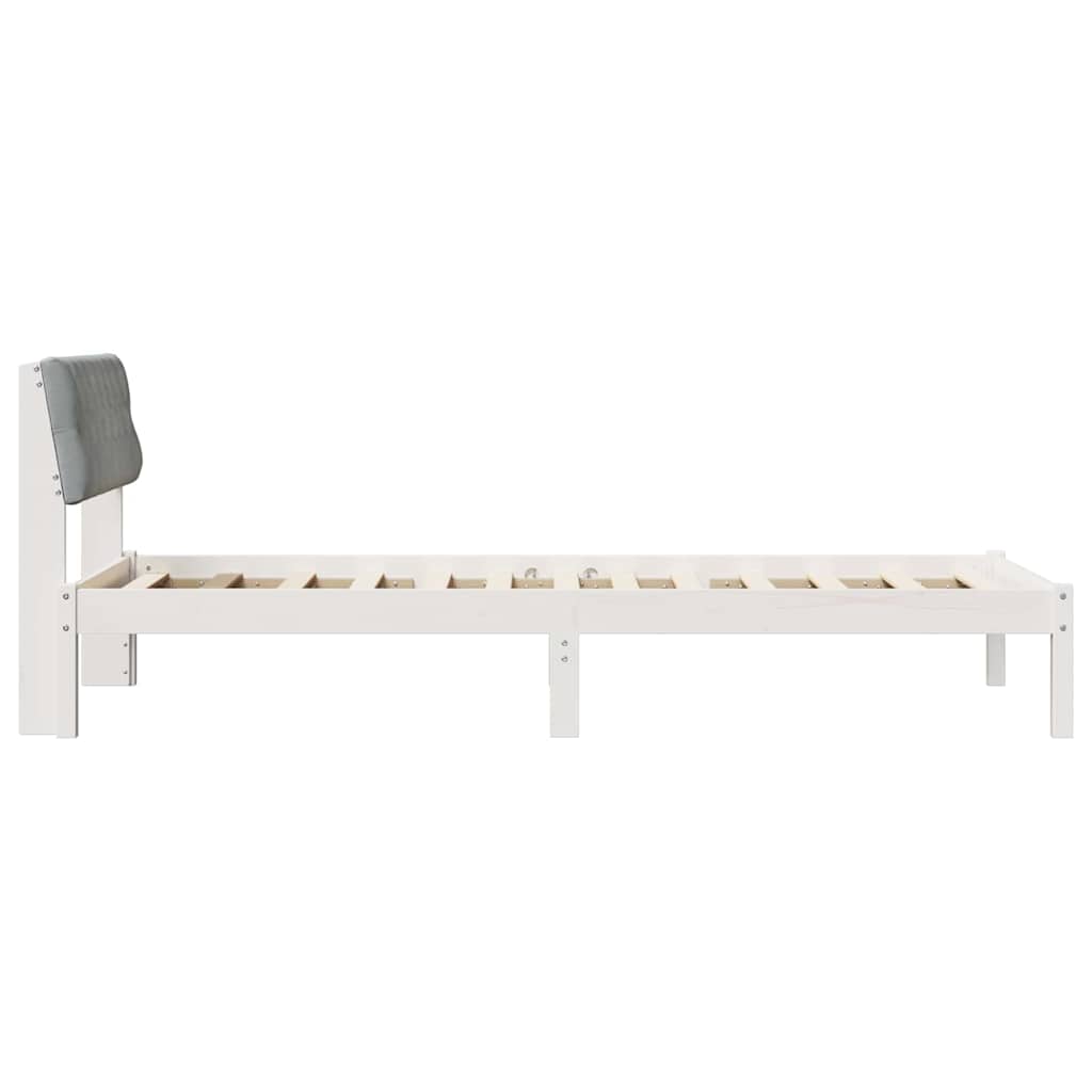 Okvir kreveta s uzglavljem Bijela i svijetlosiva 90 x 190 cm