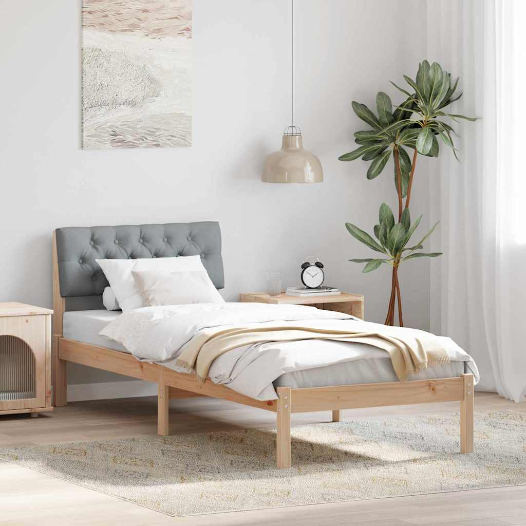 Okvir kreveta s uzglavljem Smeđa i svijetlo siva 75 x 190 cm