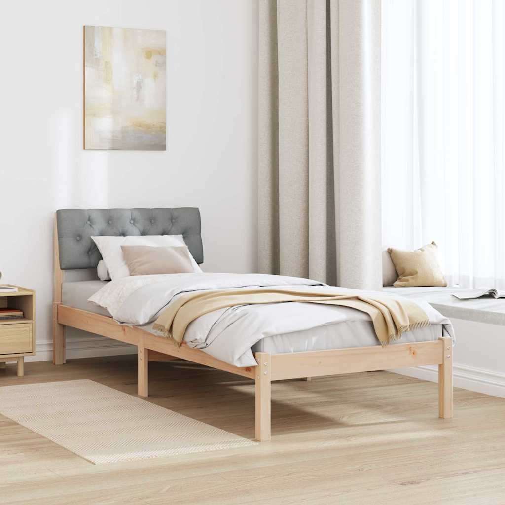 Okvir kreveta s uzglavljem Smeđa i svijetlo siva 75 x 190 cm