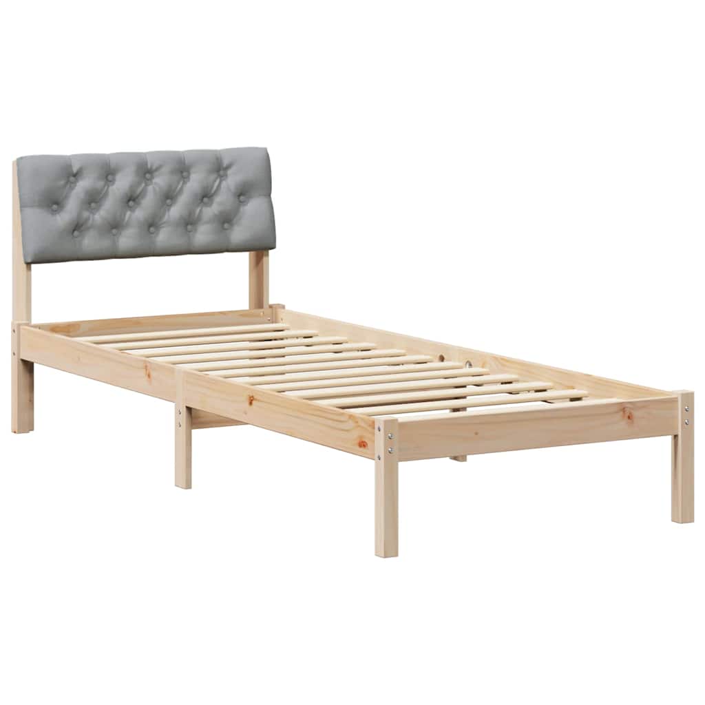 Okvir kreveta s uzglavljem Smeđa i svijetlo siva 75 x 190 cm