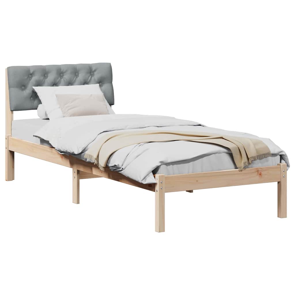 Okvir kreveta s uzglavljem Smeđa i svijetlo siva 75 x 190 cm