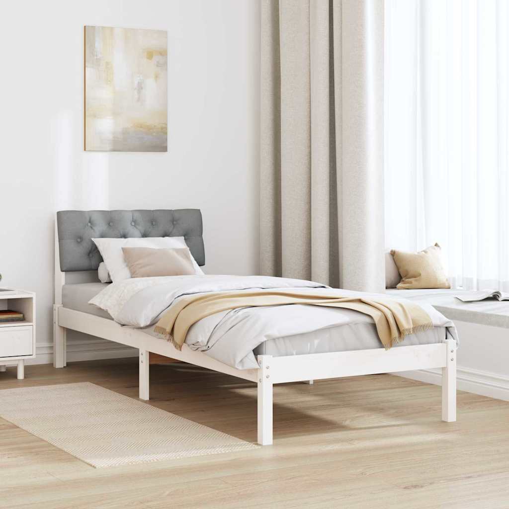 Okvir kreveta s uzglavljem Bijela i svijetlosiva 75 x 190 cm
