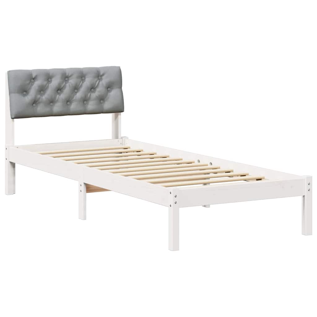 Okvir kreveta s uzglavljem Bijela i svijetlosiva 75 x 190 cm