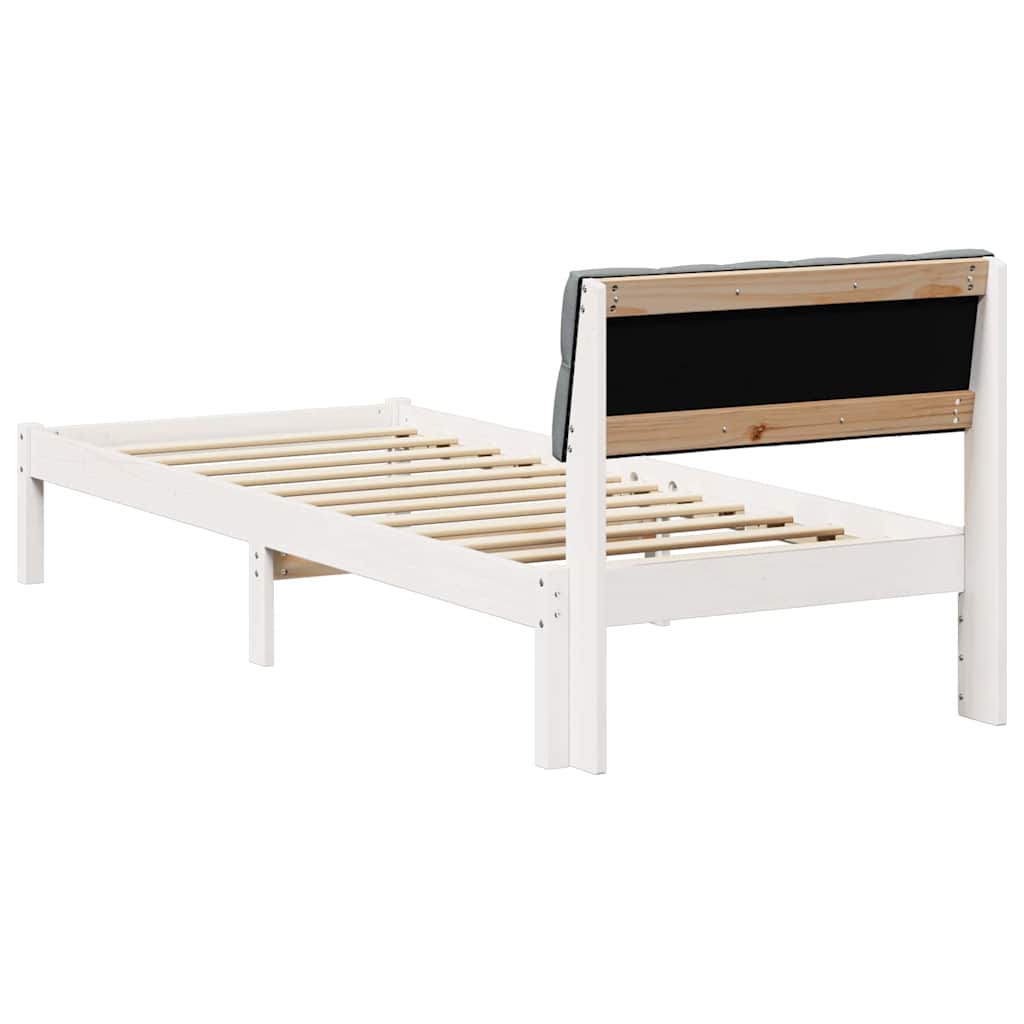 Okvir kreveta s uzglavljem Bijela i svijetlosiva 75 x 190 cm