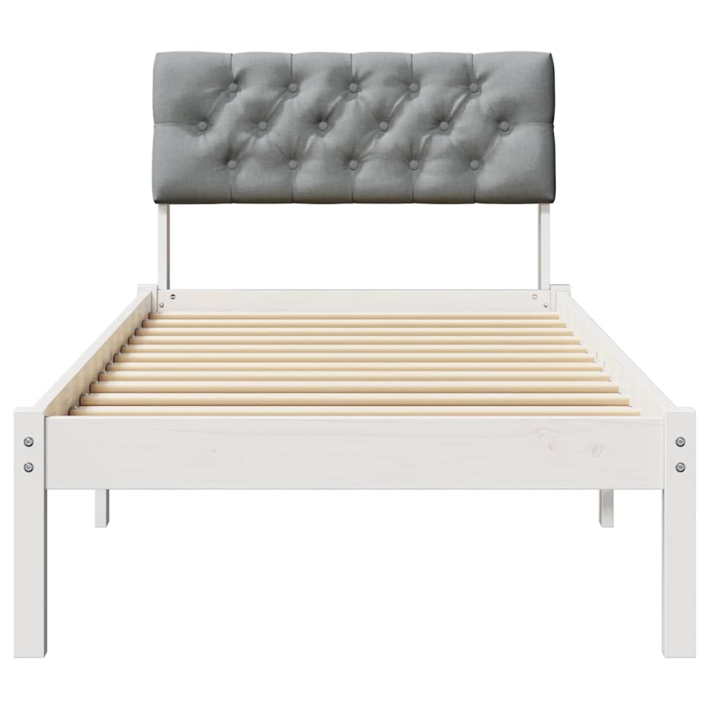 Okvir kreveta s uzglavljem Bijela i svijetlosiva 75 x 190 cm