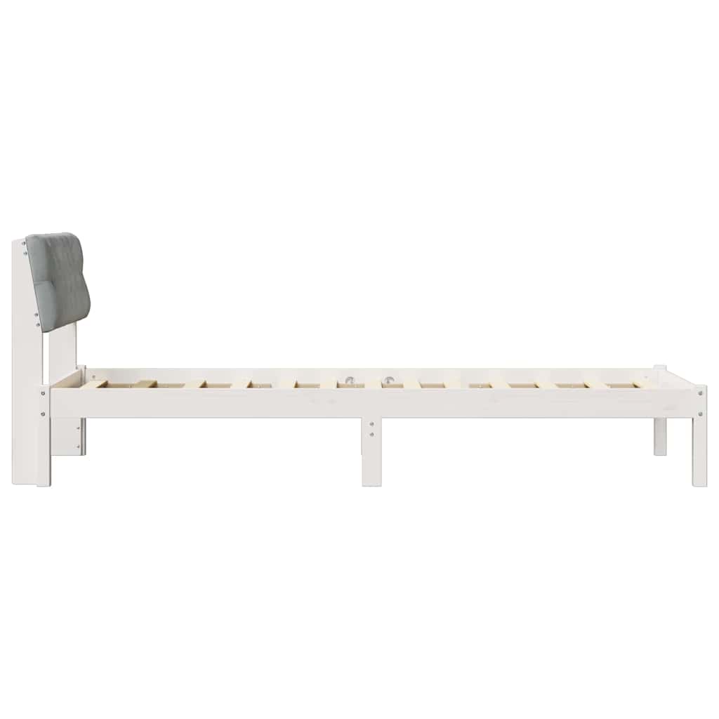 Okvir kreveta s uzglavljem Bijela i svijetlosiva 75 x 190 cm