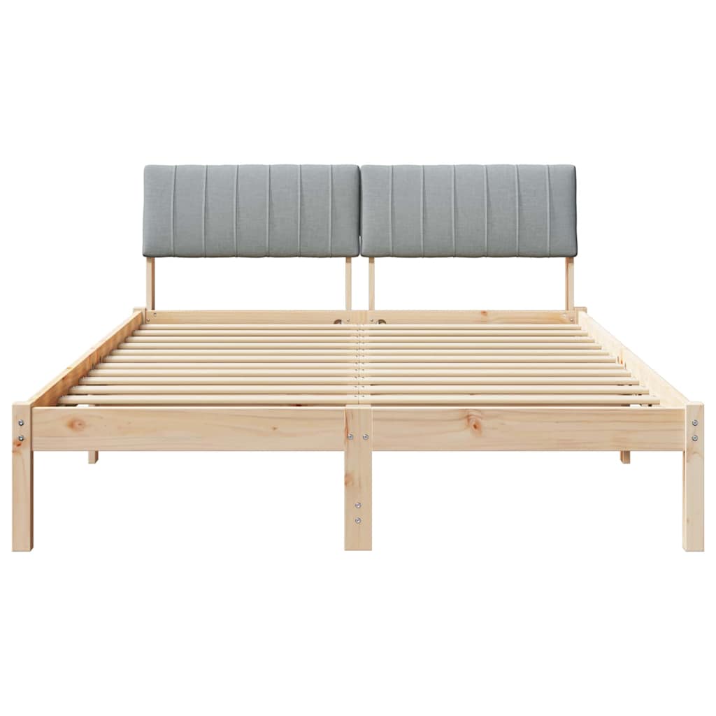 Okvir kreveta s uzglavljem Smeđa i svijetlo siva 135 x 190 cm