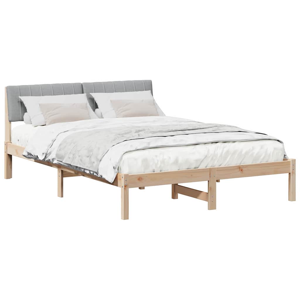 Okvir kreveta s uzglavljem Smeđa i svijetlo siva 135 x 190 cm