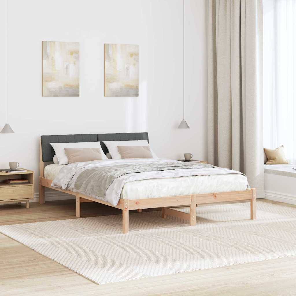 Okvir kreveta smeđe i tamnosivo 135 x 190 cm Masivna borovina