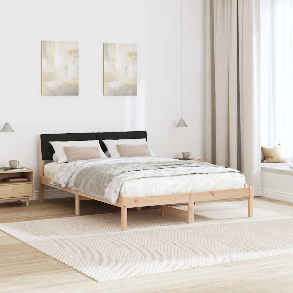 Okvir kreveta Smeđa i crna 135 x 190 cm Masivna borovina