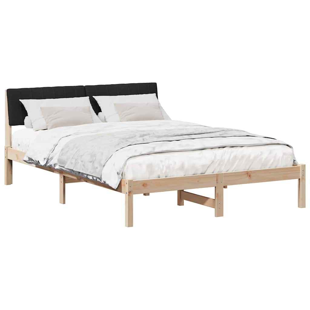 Okvir kreveta Smeđa i crna 135 x 190 cm Masivna borovina