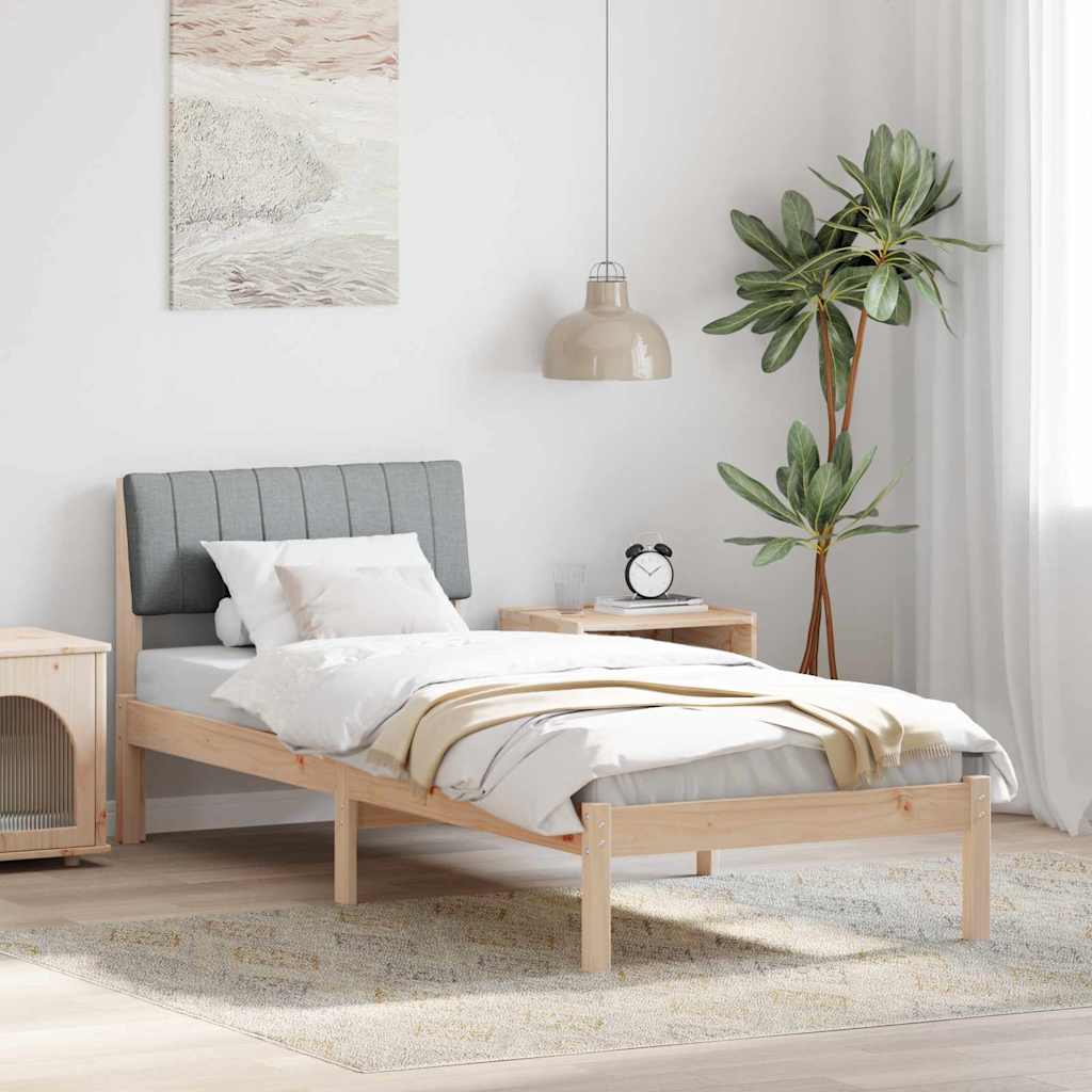 Okvir kreveta s uzglavljem Smeđa i svijetlo siva 75 x 190 cm