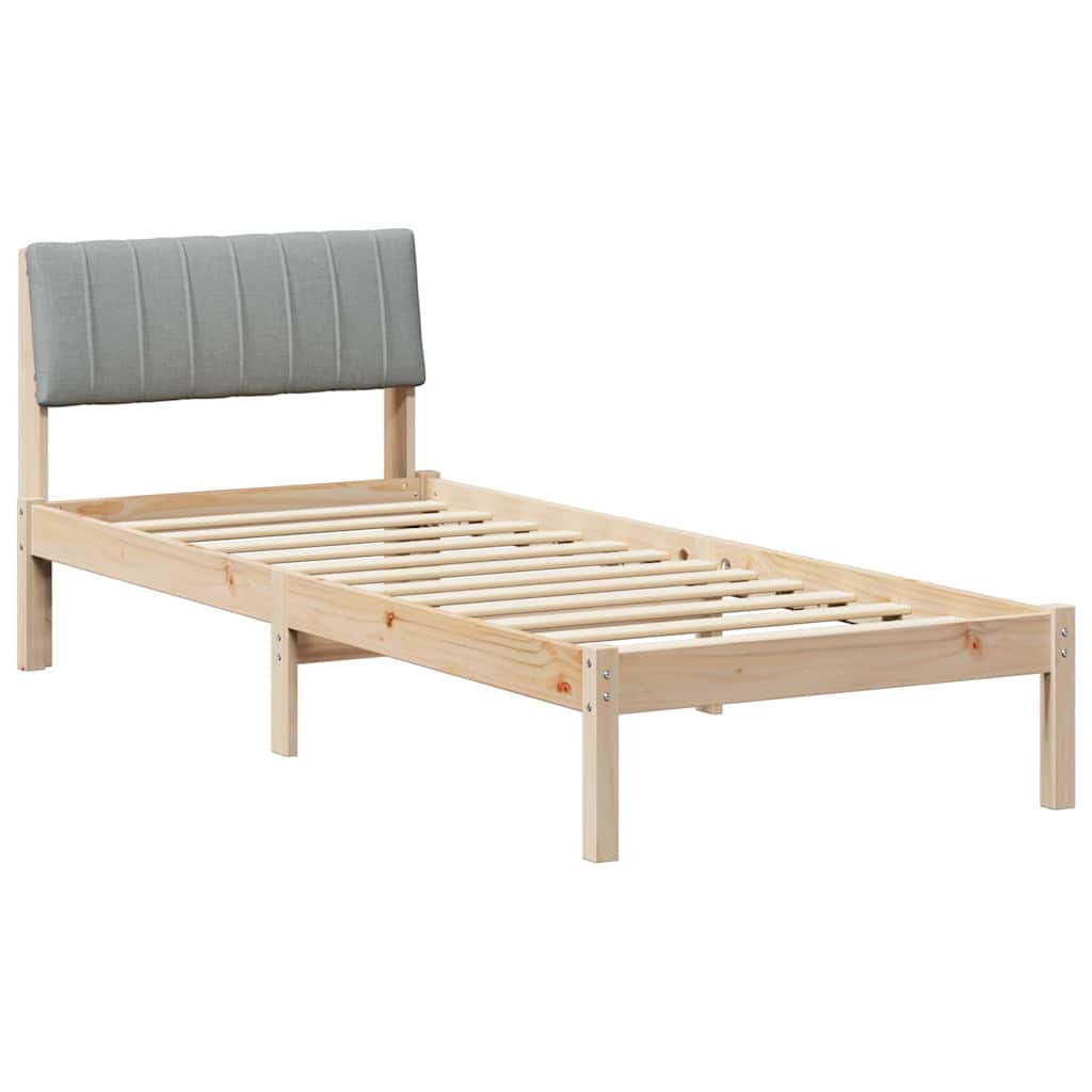 Okvir kreveta s uzglavljem Smeđa i svijetlo siva 75 x 190 cm