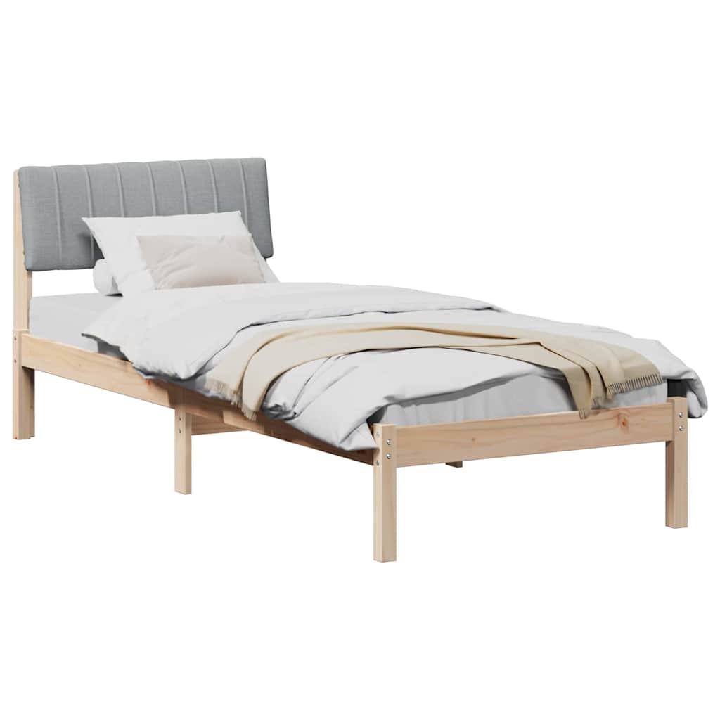 Okvir kreveta s uzglavljem Smeđa i svijetlo siva 75 x 190 cm