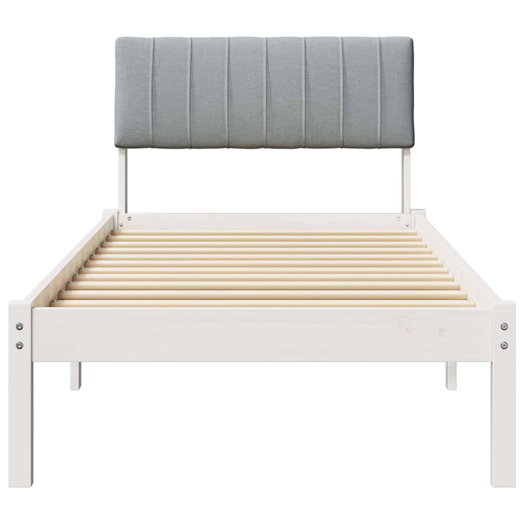 Okvir kreveta s uzglavljem Bijela i svijetlosiva 75 x 190 cm