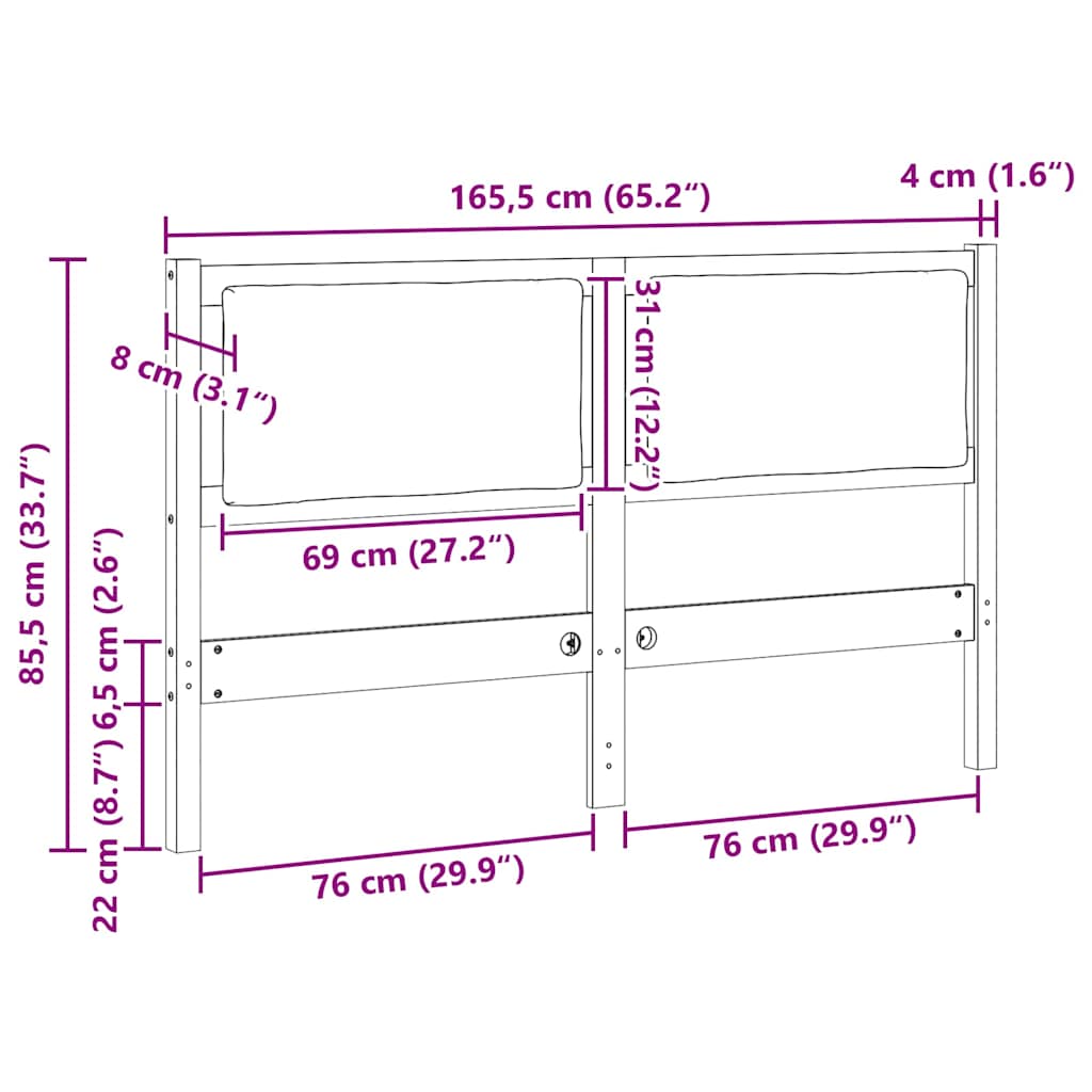 Uzglavlje Ostalo Smeđa 160 cm Masivna borovina