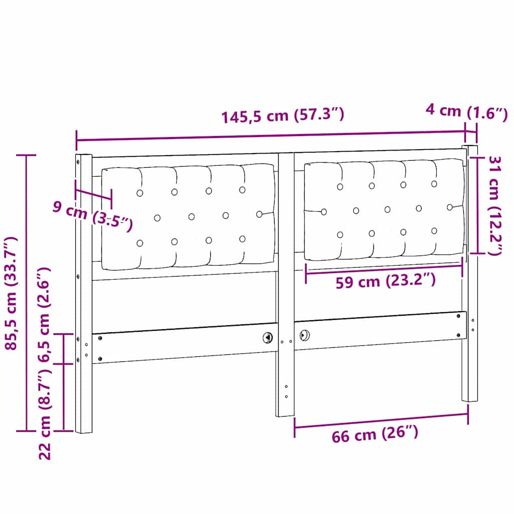 Uzglavlje Ostalo Smeđa i crna 140 cm Masivna borovina
