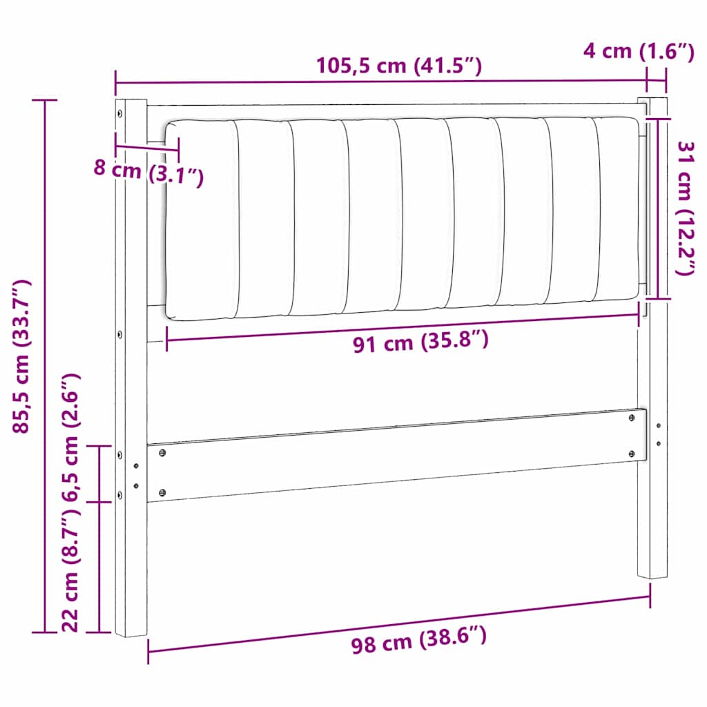 Tapecirani uzglavlje Svijetlo siva 100 cm Čvrsto borovo drvo