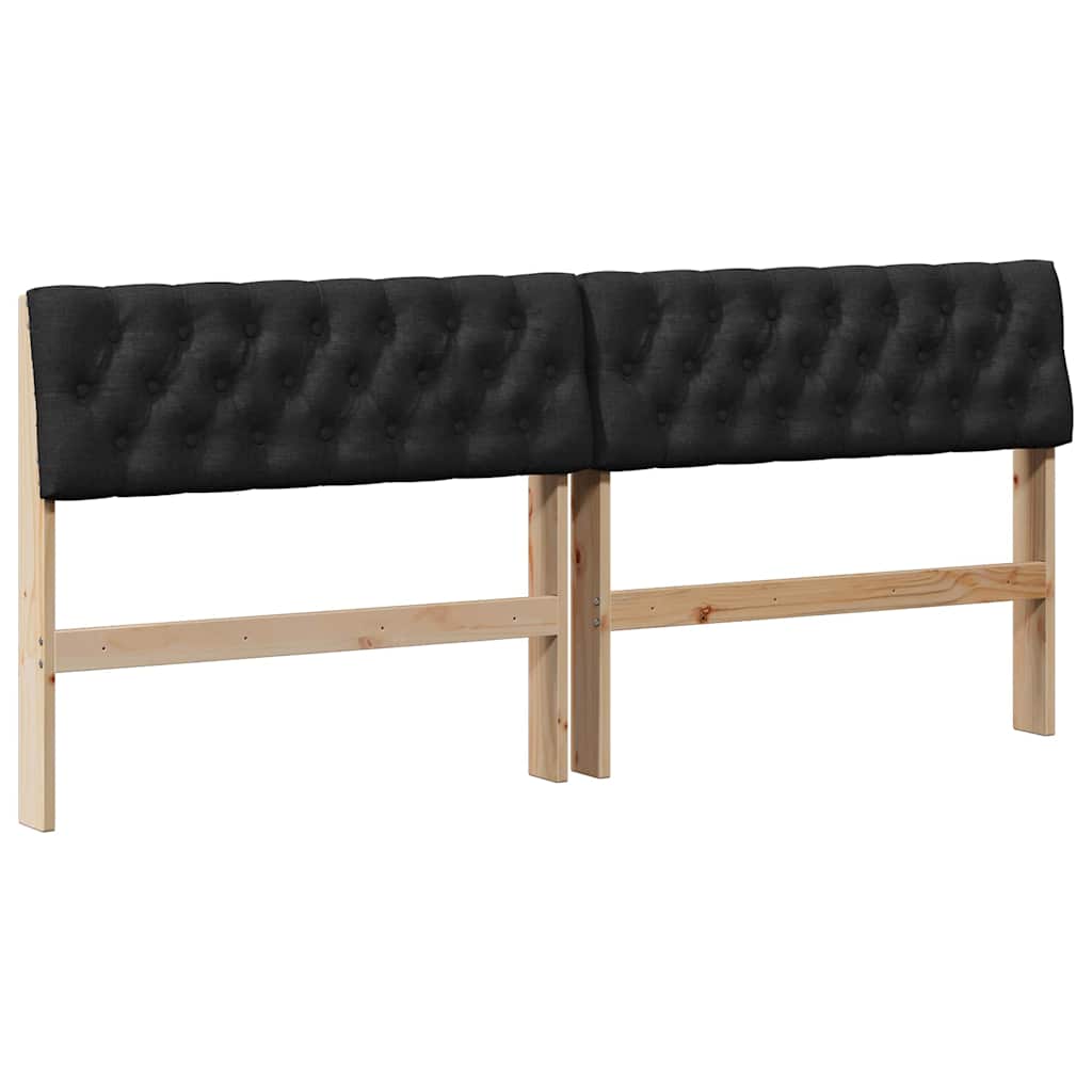 Tapecirani uzglavlje Crna 180 cm Čvrsto borovo drvo