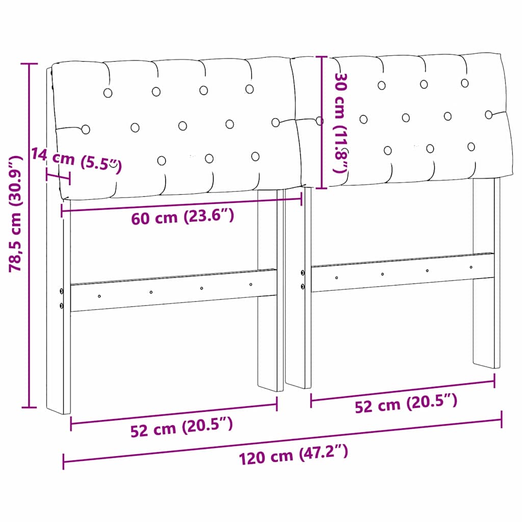 Tapecirani uzglavlje Tamno siva 120 cm Čvrsto borovo drvo