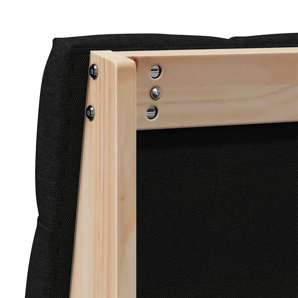 Tapecirani uzglavlje Crna 90 cm Čvrsto borovo drvo