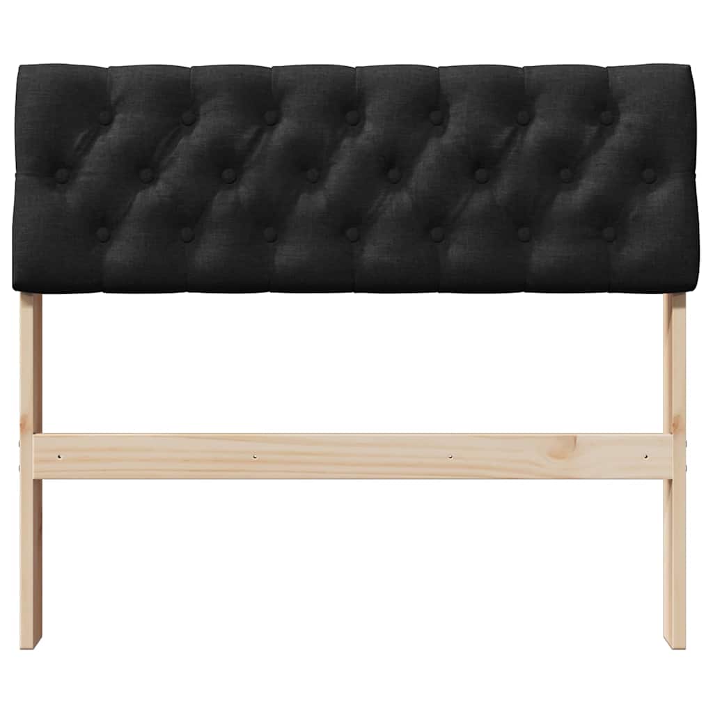Tapecirani uzglavlje Crna 90 cm Čvrsto borovo drvo