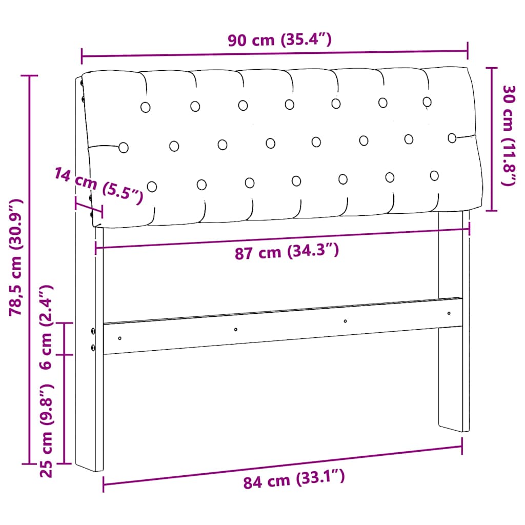 Tapecirani uzglavlje Sivo-smeđa 90 cm Čvrsto borovo drvo