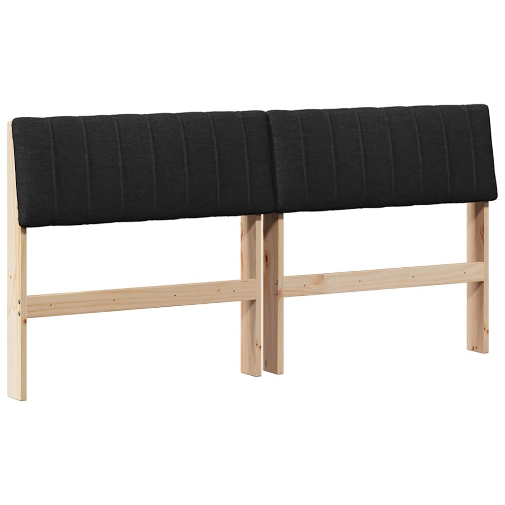 Tapecirani uzglavlje Crna 150 cm Čvrsto borovo drvo