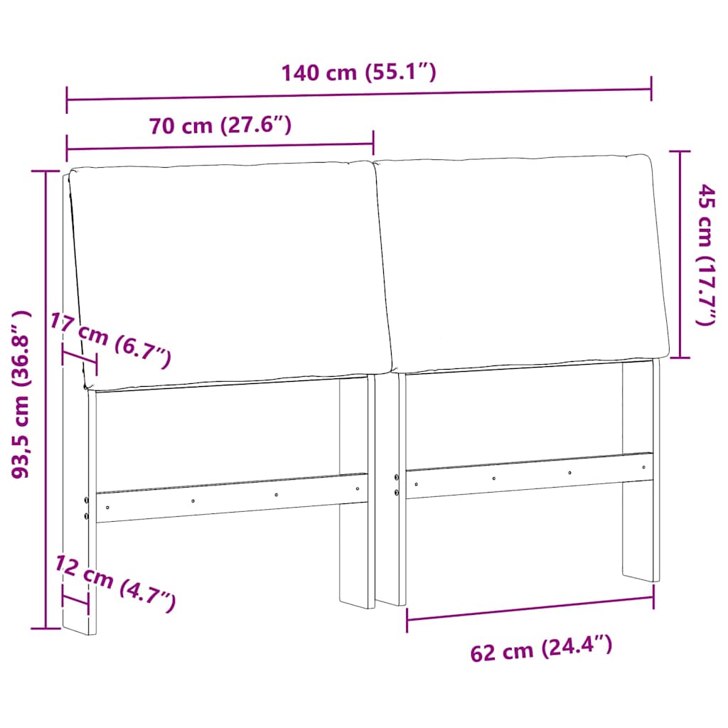 Tapecirani uzglavlje Svijetlo siva 140 cm Čvrsto borovo drvo