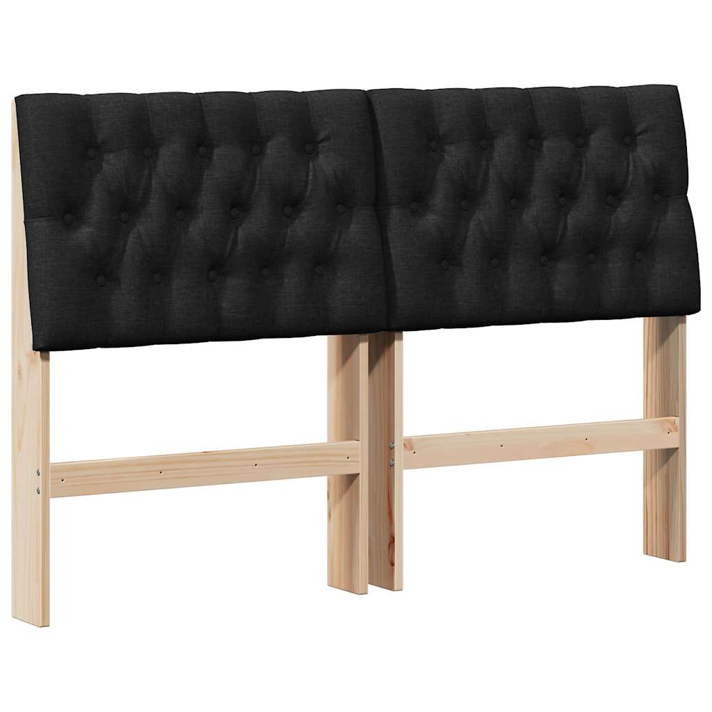 Tapecirani uzglavlje Crna 140 cm Čvrsto borovo drvo