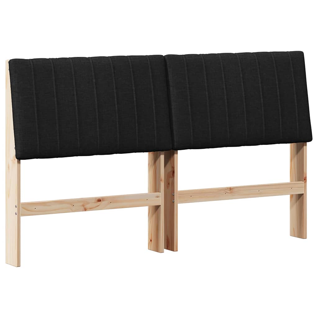 Tapecirani uzglavlje Crna 150 cm Čvrsto borovo drvo